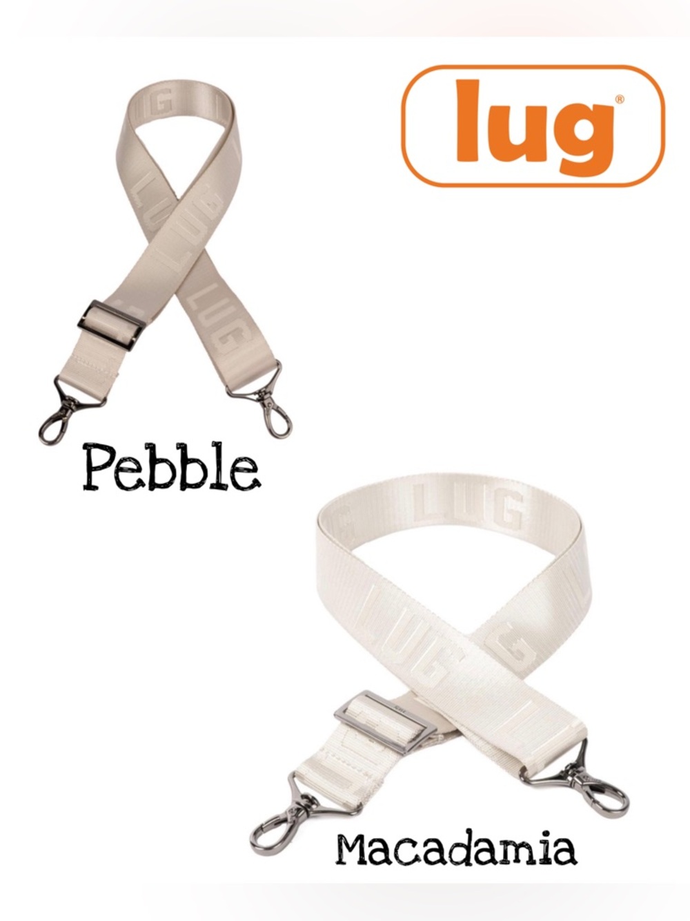 Lug 1.5" Webbed Strap NWT Pebble OR Macadamia